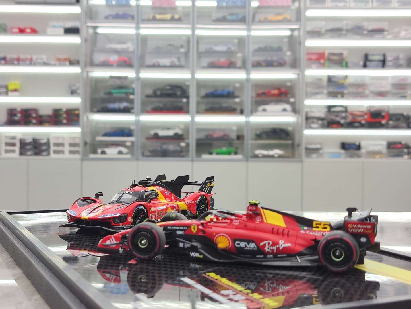BBR 1/18 Ferrari 499P #51 Le Mans Winner & SF23 #55 Monza GP Pole Position – Red (EMP85EXCH)
