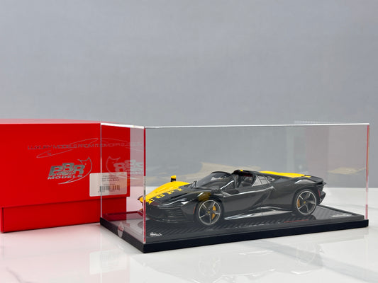 BBR 1/18 Ferrari SP3 Daytona 599+1 Spider - Open Roof Modena Yellow/Black Carbon Fiber P18214TMOCH