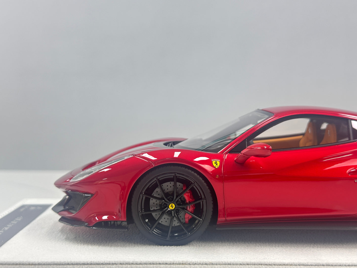 BBA MODEL 1/18 Ferrari 488 Pista – Metallic Red with Silver/Black Livery (BBA089)