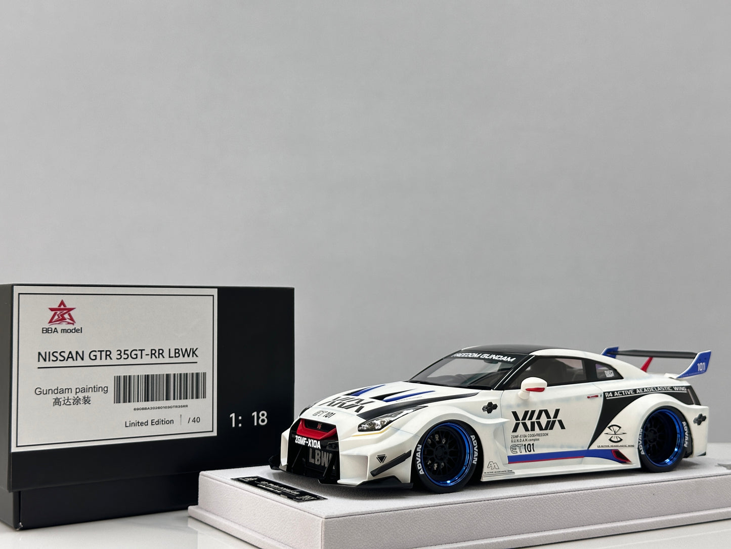 BBA MODEL 1/18 Nissan GTR 35GT-RR Gundam livery BBA062
