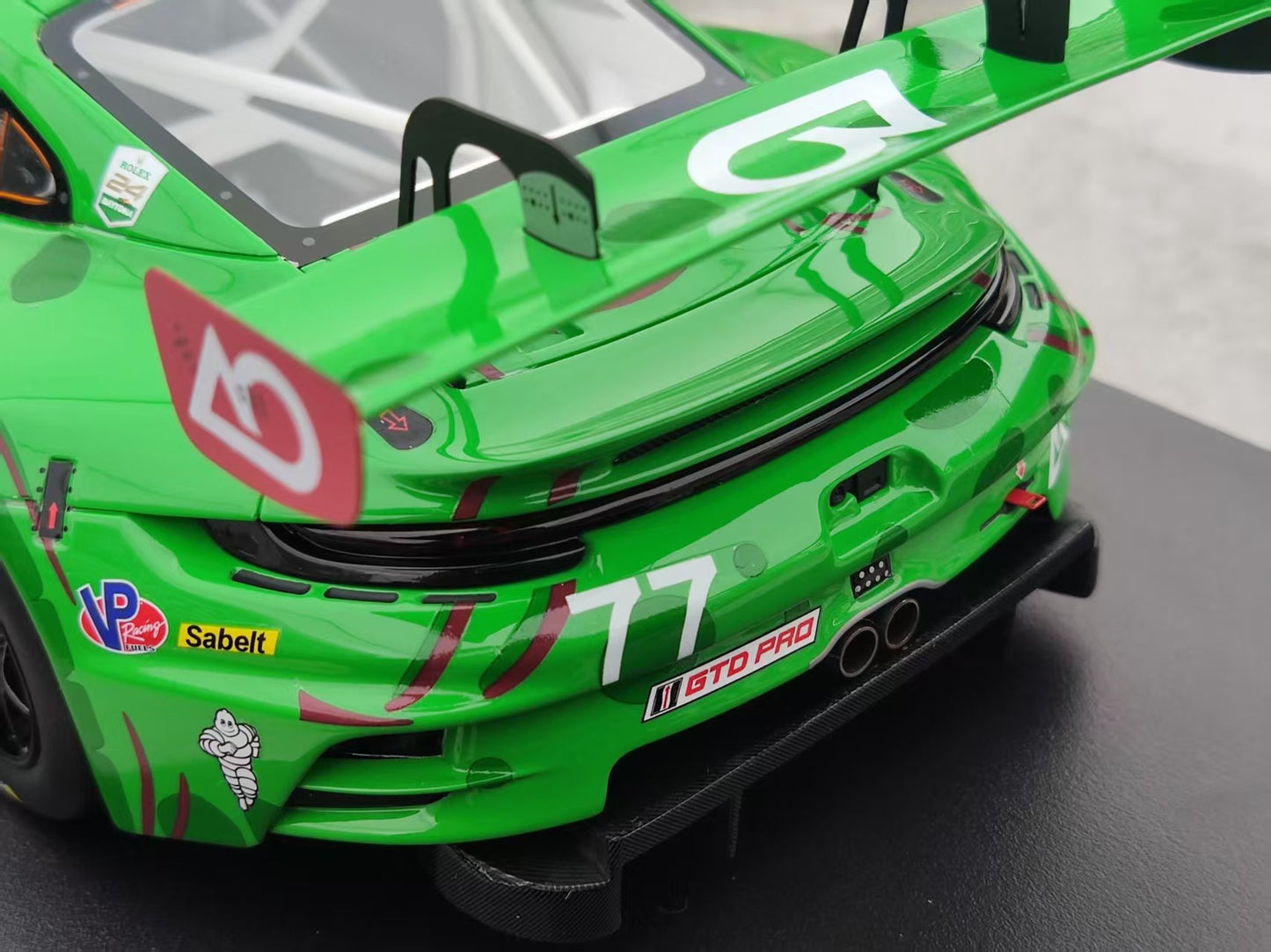 Topspeed 1/18 Porsche 911 GT3 R (992) #77 AO Racing 2025 Green Dinosaur TS0642