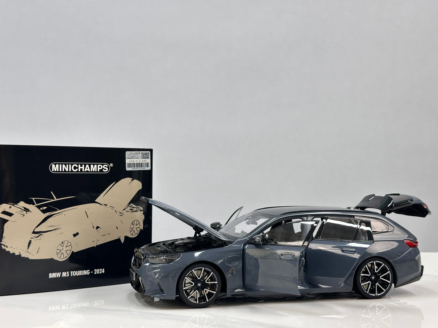 MINICHAMPS 1/18 BMW M5 Touring (2024) – Metallic Grey (110023901)