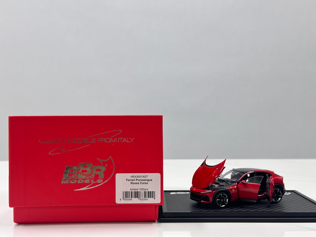 BBR 1/43 Ferrari Purosangue Die-cast Model (Fully Opening, Black Roof) – Standard Red (HE43001AST)