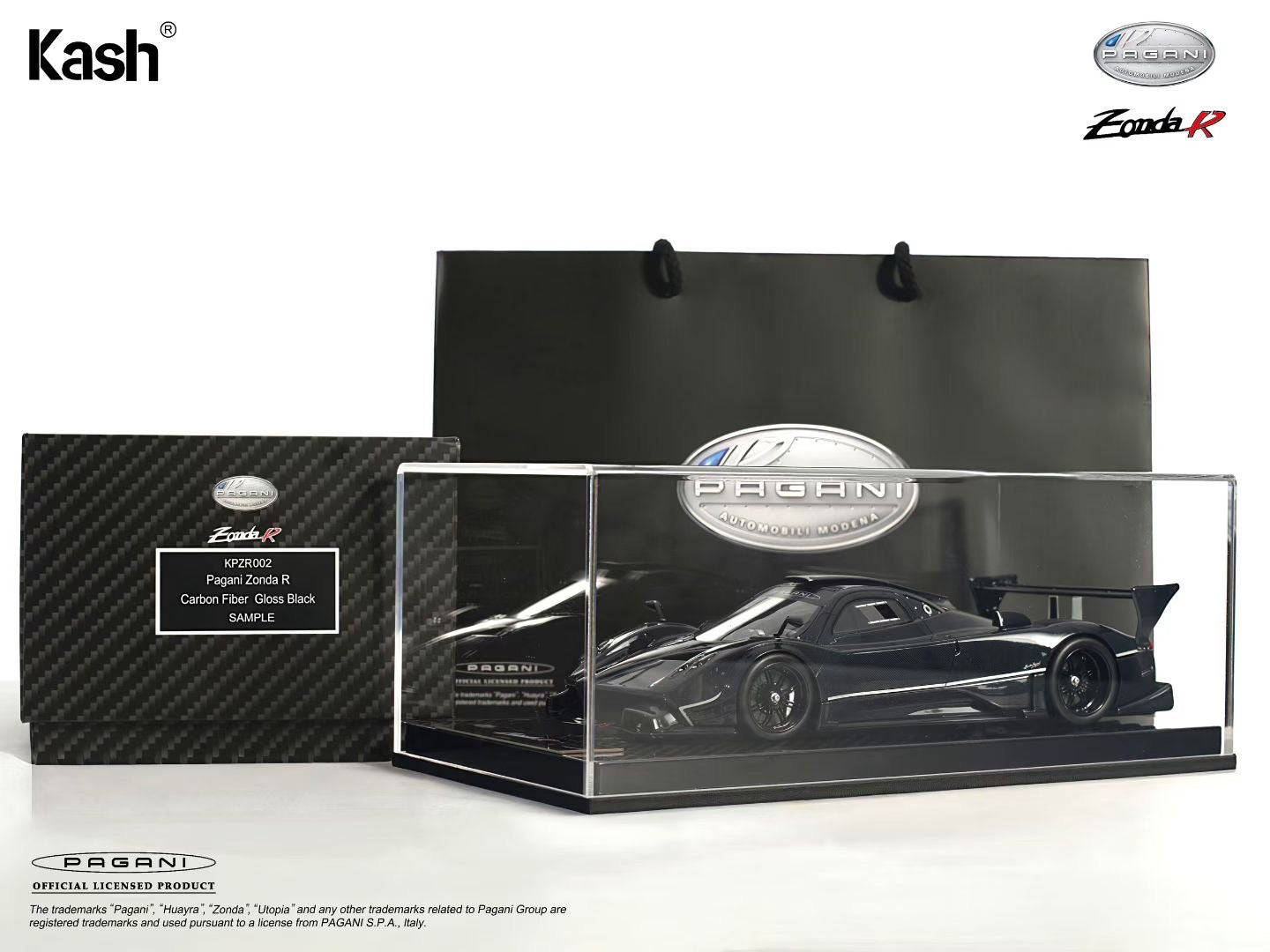 Kash Model 1/18 Pagani Zonda R Gloss Carbon Black Car Model