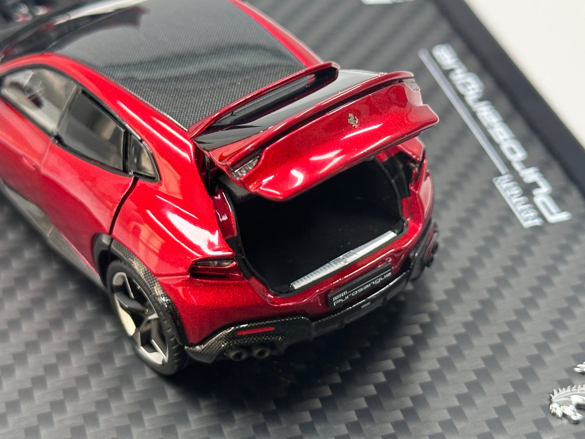 BBR 1/43 Ferrari Purosangue Die-cast Model (Fully Opening) – Black Roof, Rosso Magma Metallic – HE43001BST