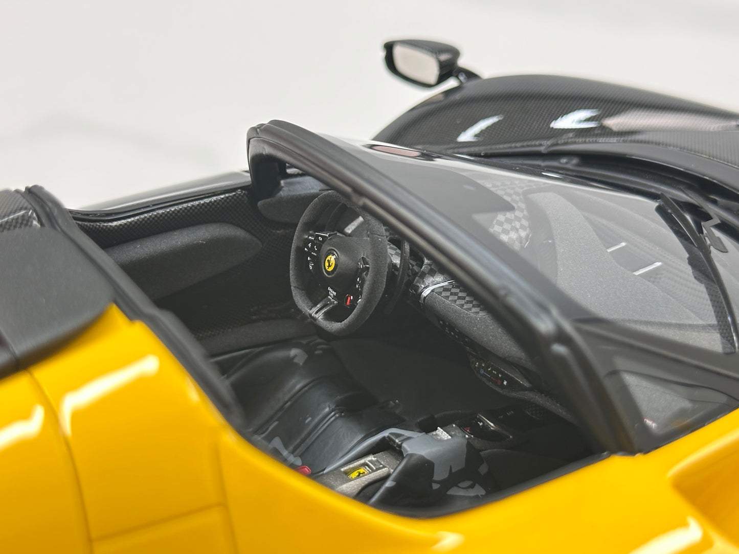 BBR 1/18 Ferrari SP3 Daytona 599+1 Spider - Open Roof Modena Yellow/Black Carbon Fiber P18214TMOCH