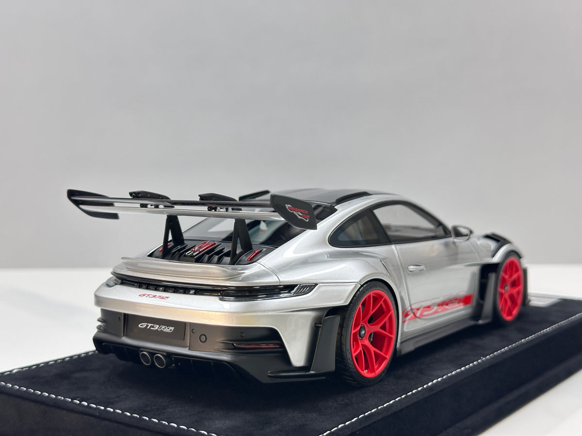 HH Model 1/18 Porsche 992 GT3 RS Silver with Red Wheels HH728