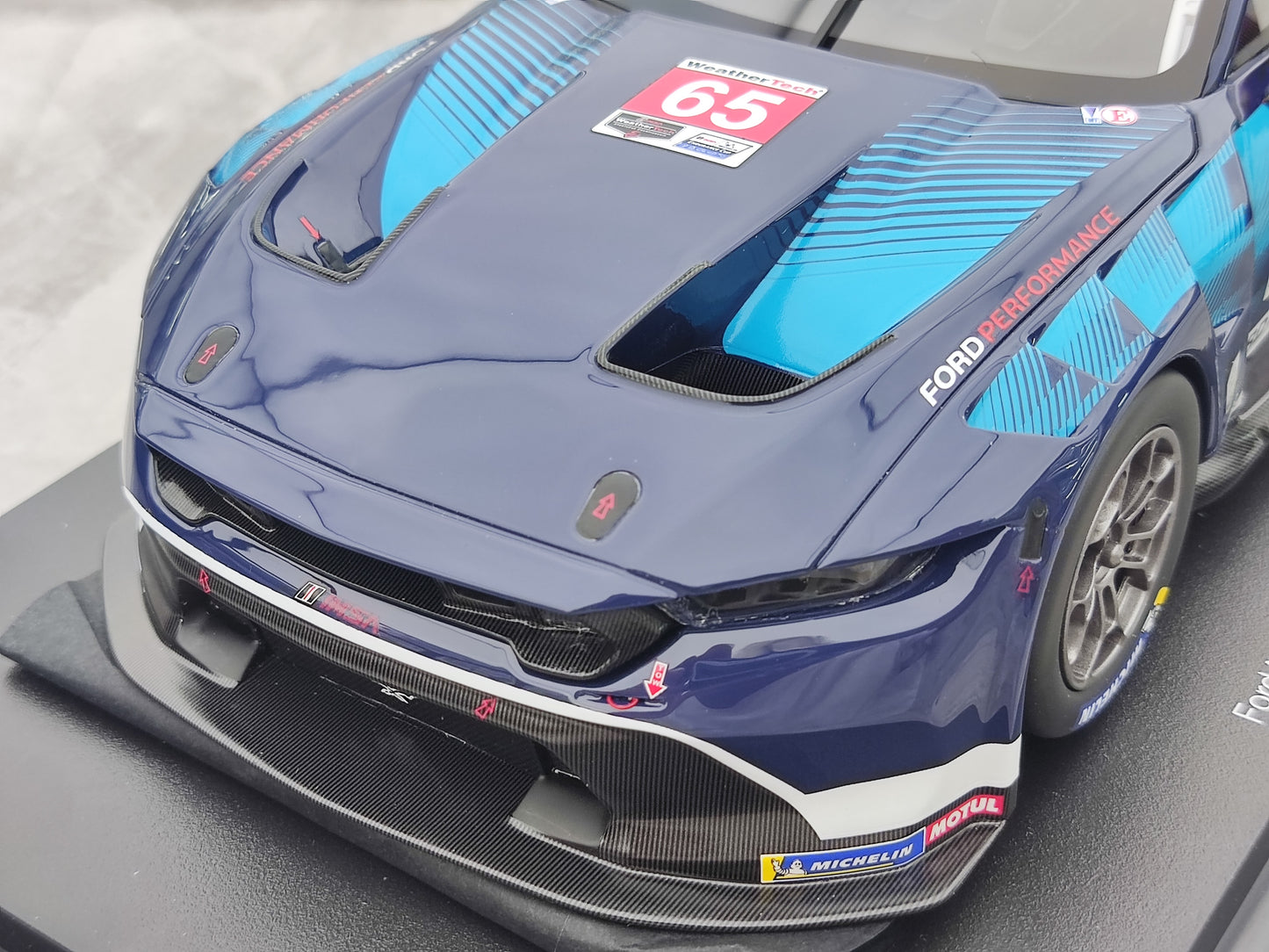 TOPSPEED 1/18 Ford Mustang GT3 #65 Ford Multimatic Motorsports 2024 Blue Livery Simulation Model Car TS0574