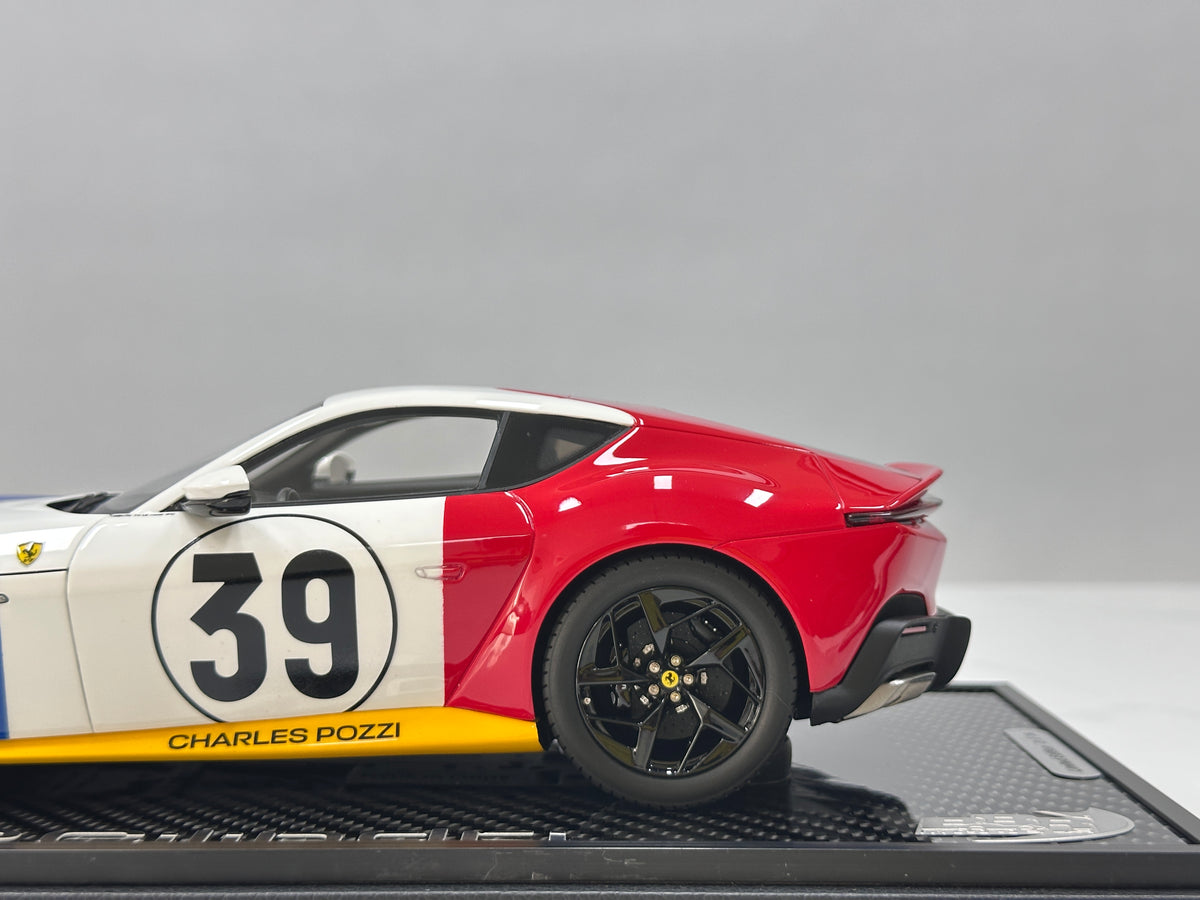 BBR 1/18 Ferrari 12Cilindri Coupé (Special Edition) with Luggage Set – Red/White/Blue – P18248LMST