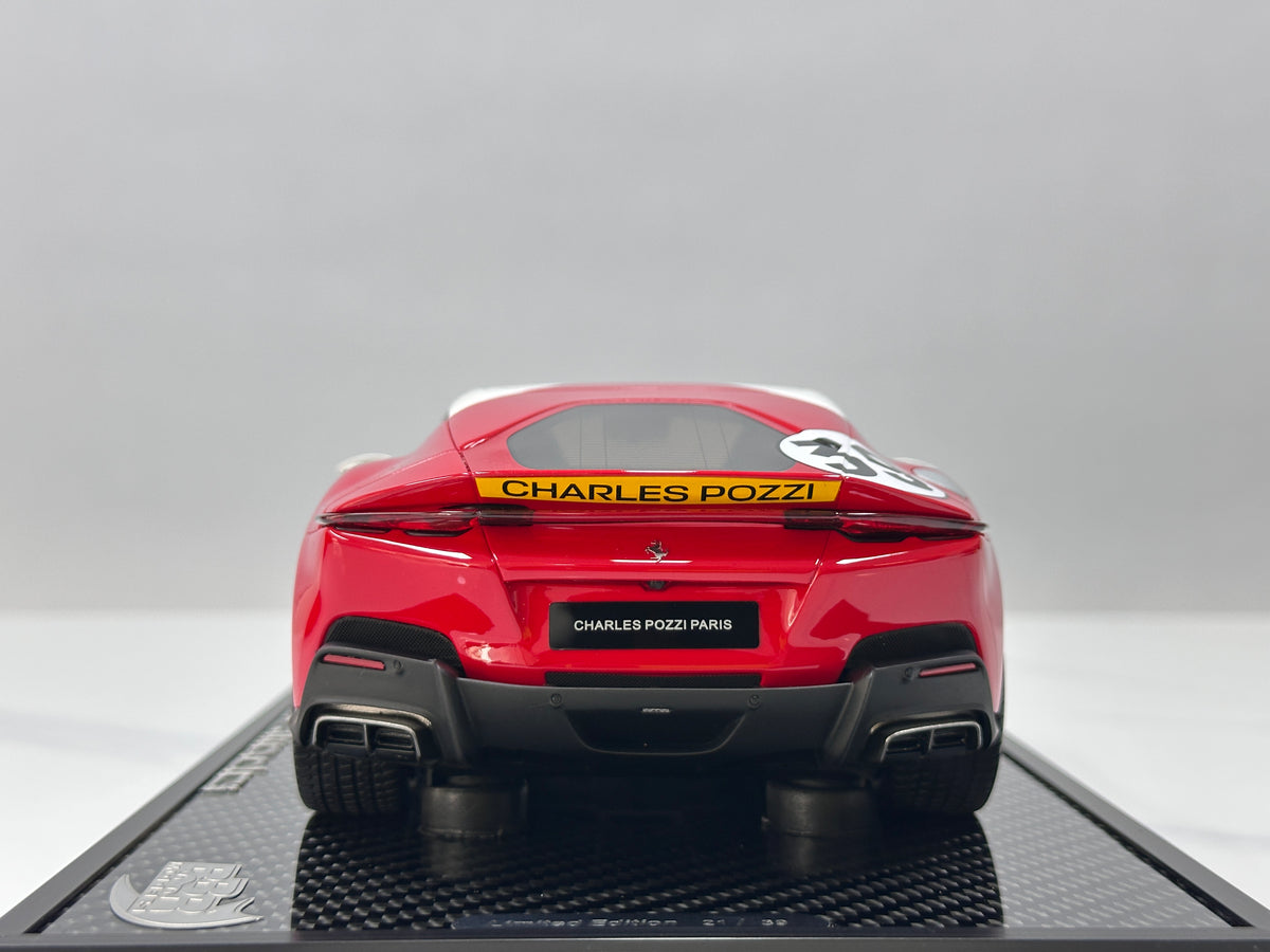 BBR 1/18 Ferrari 12Cilindri Coupé (Special Edition) with Luggage Set – Red/White/Blue – P18248LMST