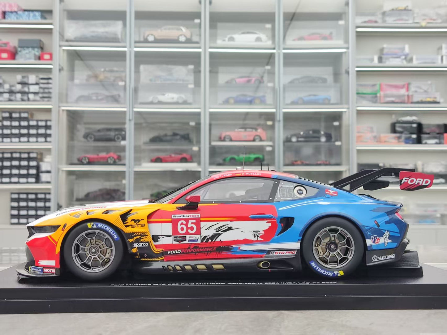Topspeed 1/18 Ford Mustang GT3 #65 Ford Multimatic Motorsports 2024 White/Blue/Red Livery TS0603