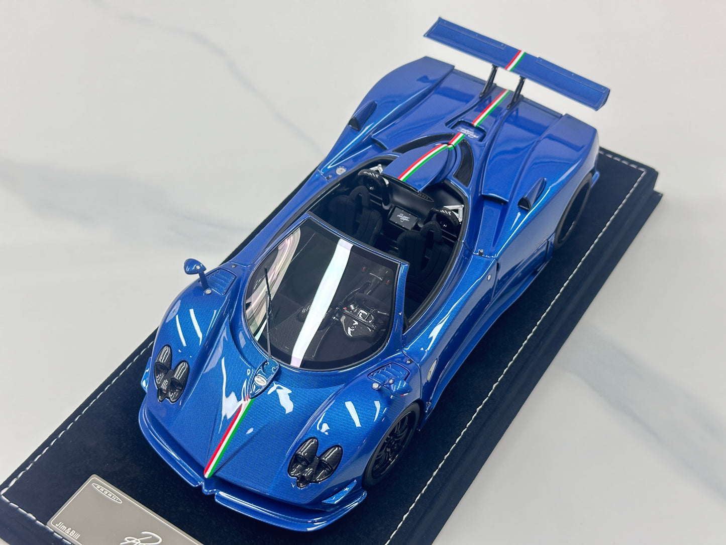 HH Model 1/18 Pagani Zonda Cinque Roadster Blue Full Carbon