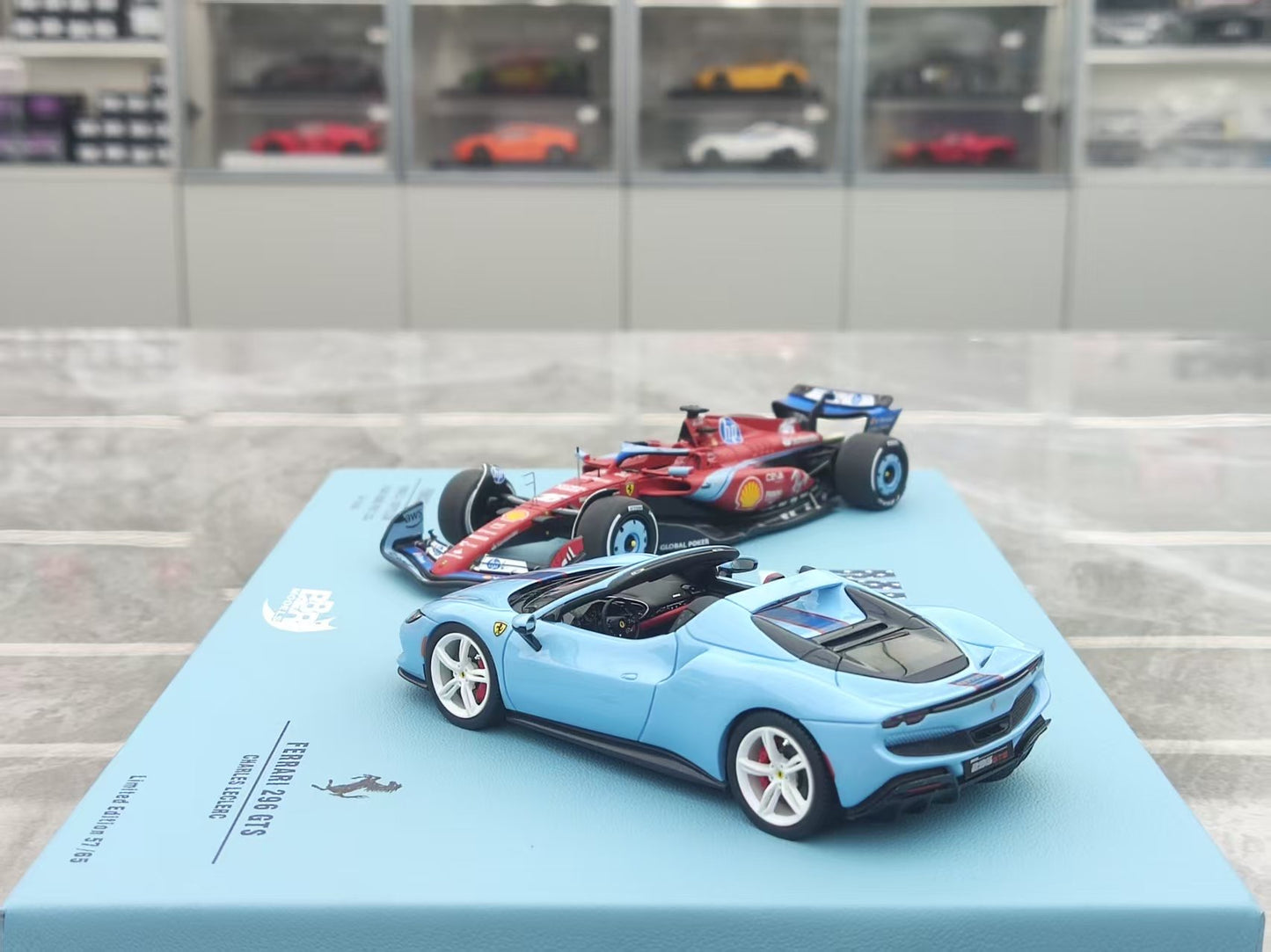 BBR 1/43 Ferrari SF-24 & 296 GTS MIAMIGP 2024 Miami Special Edition Leclerc No. 16 Double Set EMP107EX