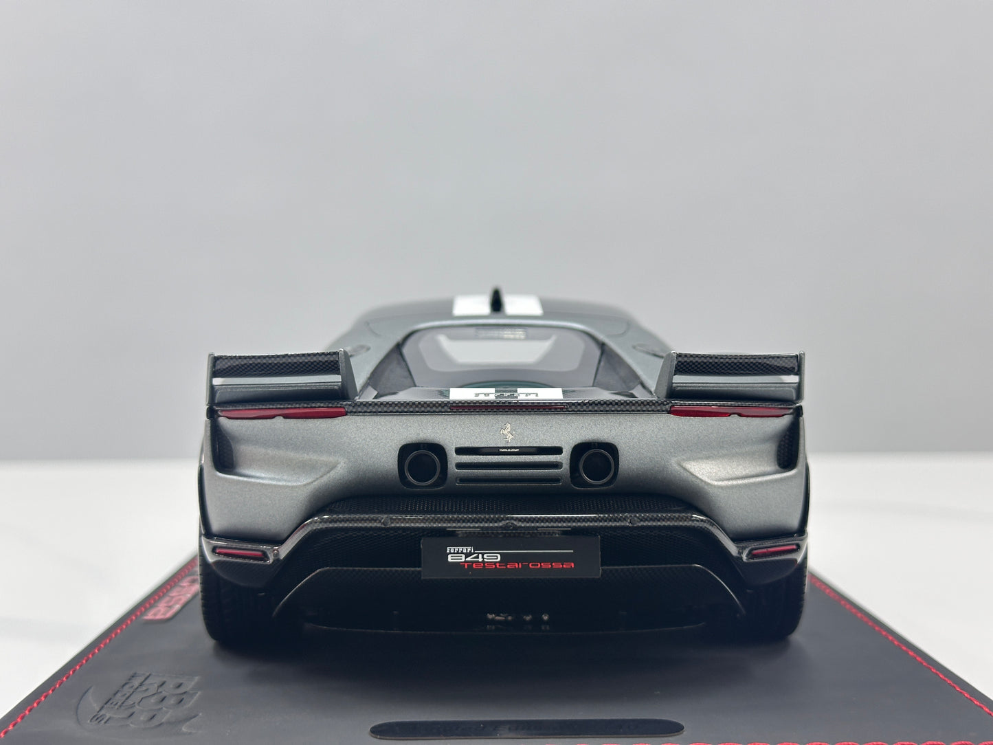 BBR 1/18 Ferrari Testarossa Assetto Fiorano – Matte Grey (Launch Color) with White Livery (P18276A)