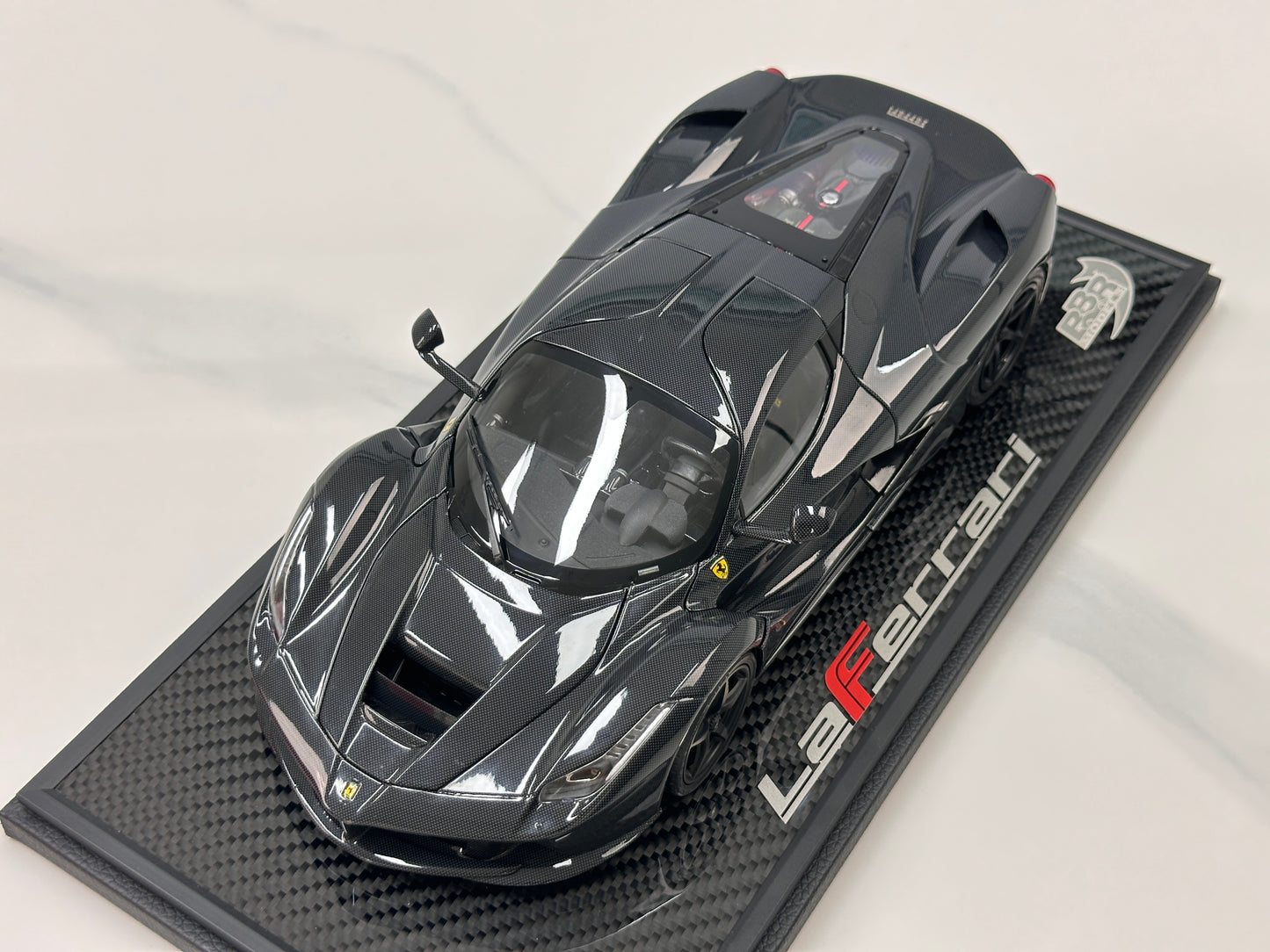 BBR 1/18 Ferrari LaFerrari, Alloy Alloy Fully Open, Carbon Fiber Sole, Black Knight BBR182244A