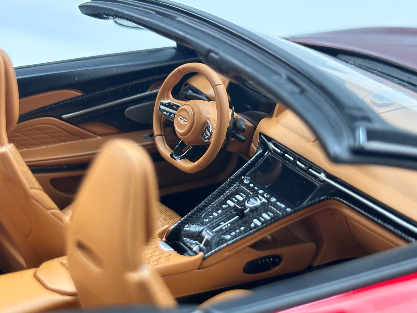 Xiaoguang Model & MotorHelix 1/18 Aston Martin DB12 Volante Convertible – Volcano Red Metallic (MH388)