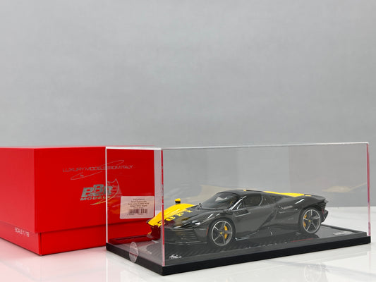 BBR 1:18 Ferrari Daytona SP3 (Red Box Edition) – Modena Yellow + Black Carbon Fiber (P18224TMOCH)