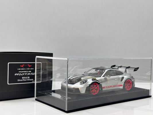 HH Model 1/18 Porsche 992 GT3 RS Silver with Red Wheels HH728