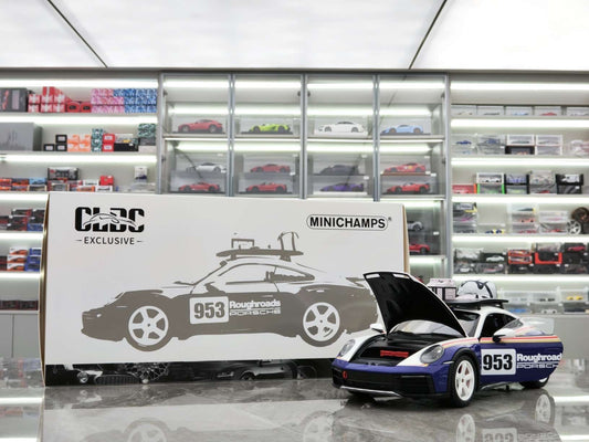 MINICHAMPS 1:18 Porsche 911 Dakar 2023 – Decoración blanca y azul 113062073