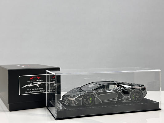 HH Model 1/18 Lamborghini Revuelto Black Luminous Crackle Pattern HH625