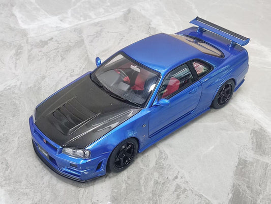 AUTOart 1:18 Nissan R34 GT-R Z-Tune (Blue with Carbon Fiber Hood) 77460