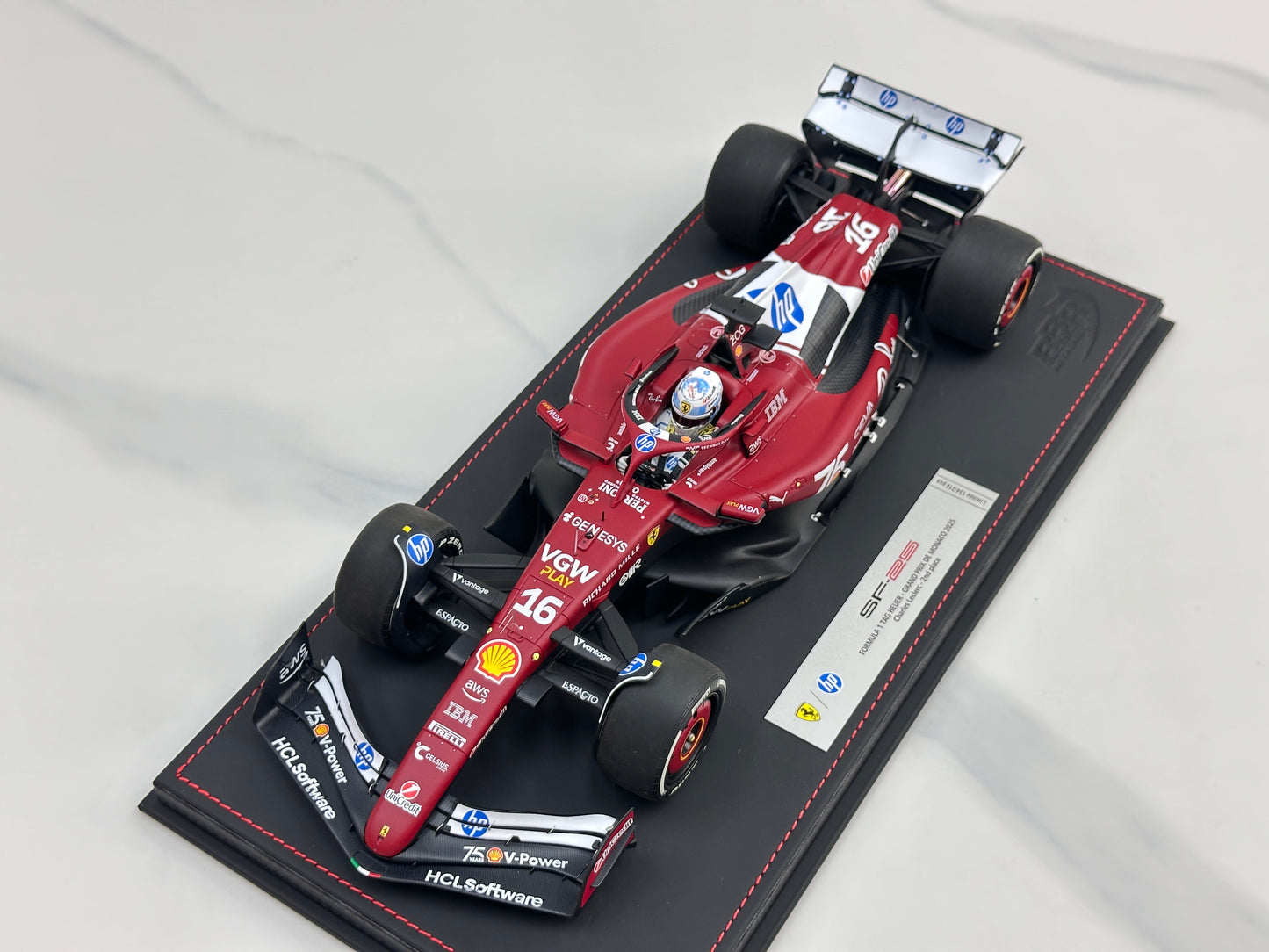 BBR 1:18 Ferrari SF25 Monaco F1 Race Car Monaco GP — 2nd Place Finish (#16) P18267C16DIE