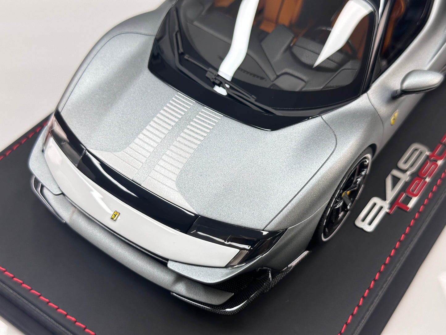 BBR 1/18 Ferrari Testarossa Assetto Fiorano – Matte Grey (Launch Color) with White Livery (P18276A)