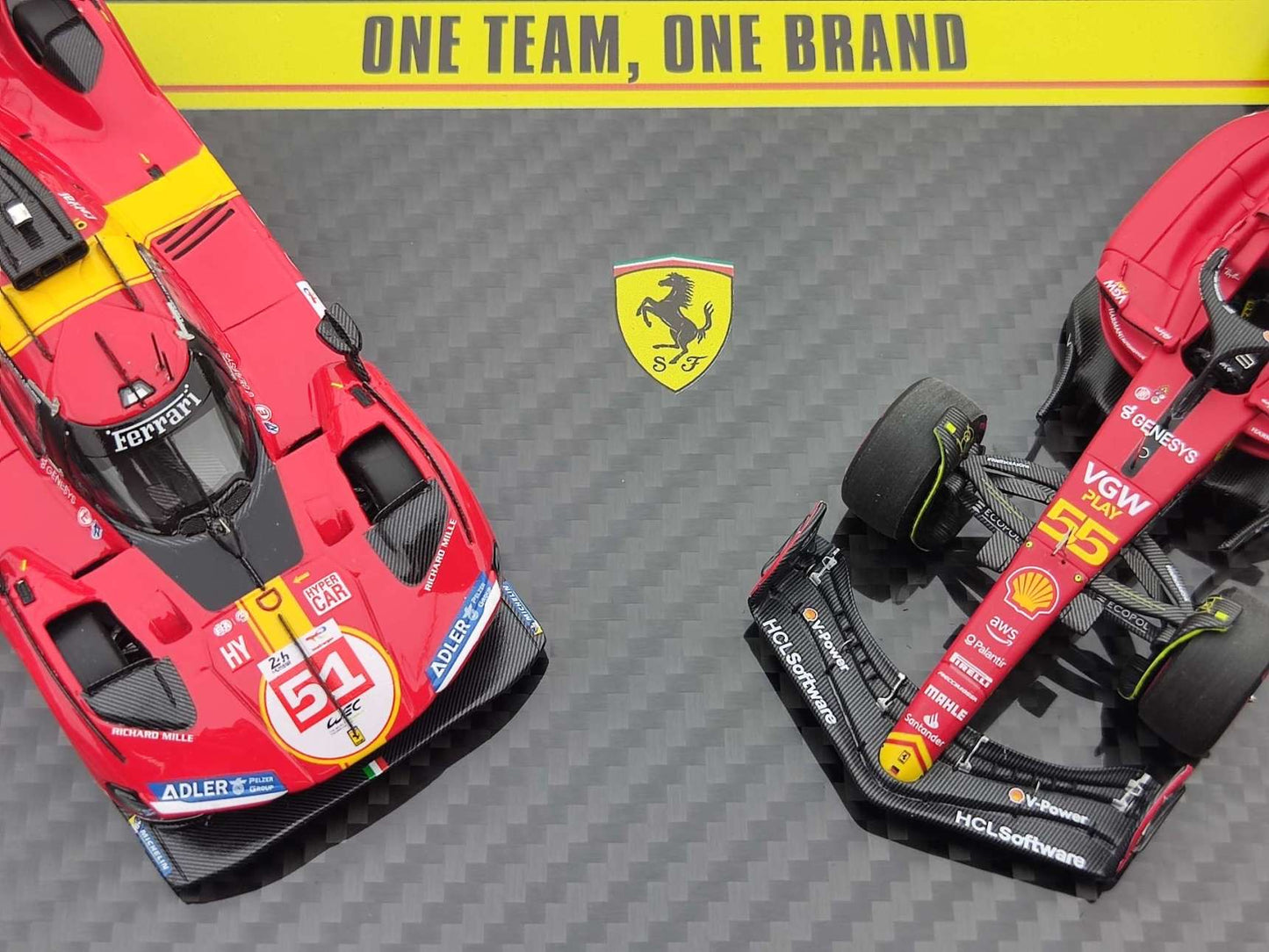 BBR 1/18 Ferrari 499P #51 Le Mans Winner & SF23 #55 Monza GP Pole Position – Red (EMP85EXCH)