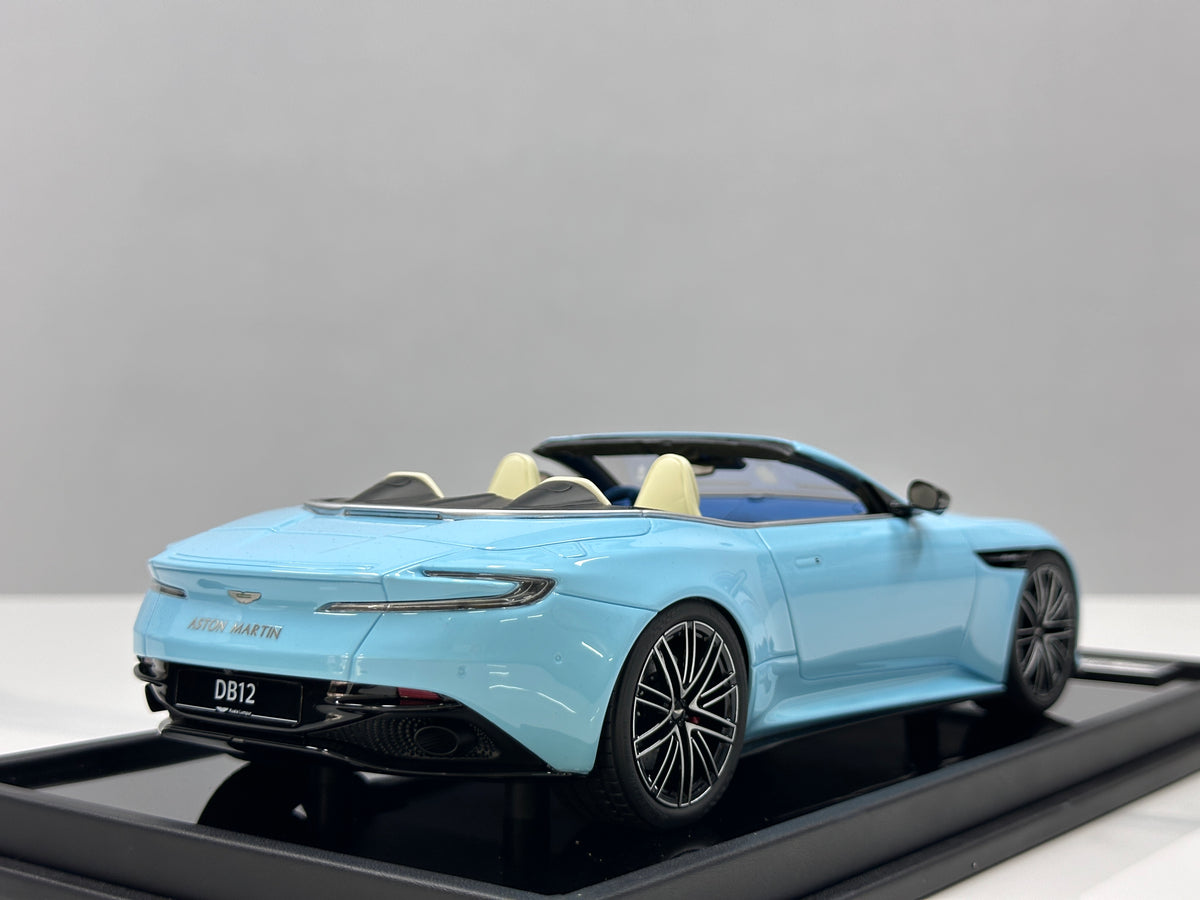 MOTORHELIX 1/18 Aston Martin DB12 Volante Convertible - Glass Blue (MH397)