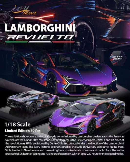 IVY Merit Series 1/18 Lamborghini Revuelto Opera Unica 60th Anniversary Painted Resin Car Model