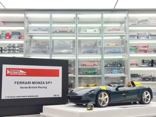 HERMES COLLECTION 1/18 Ferrari Monza SP1 British Green and Yellow Stripes HC008