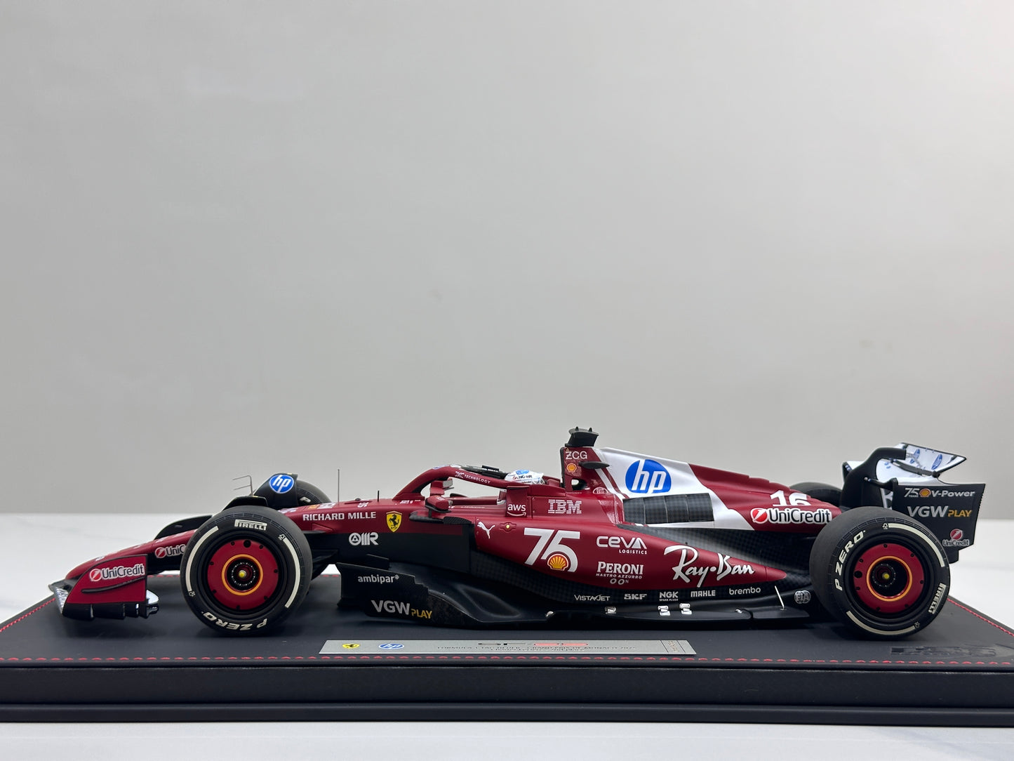 BBR 1:18 Ferrari SF25 Monaco F1 Race Car Monaco GP — 2nd Place Finish (#16) P18267C16DIE