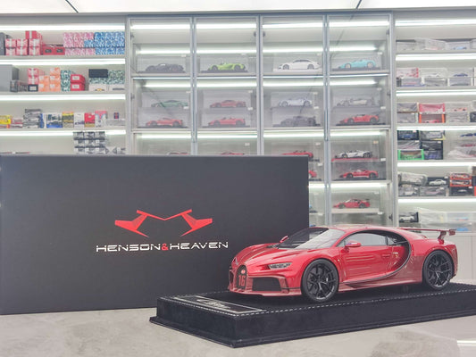 HH Model 1/18 Bugatti Chiron Pur Sport Pearl Red Carbon Fiber HH458