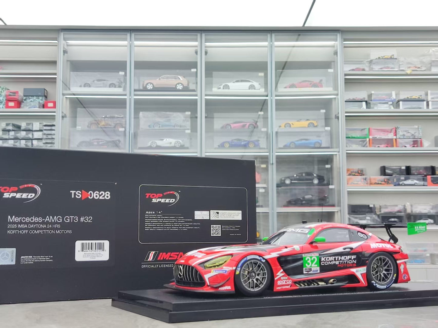 Topspeed 1/18 Mercedes-AMG GT3 EVO #32 Korthoff Competition Motors, Red Livery TS0628