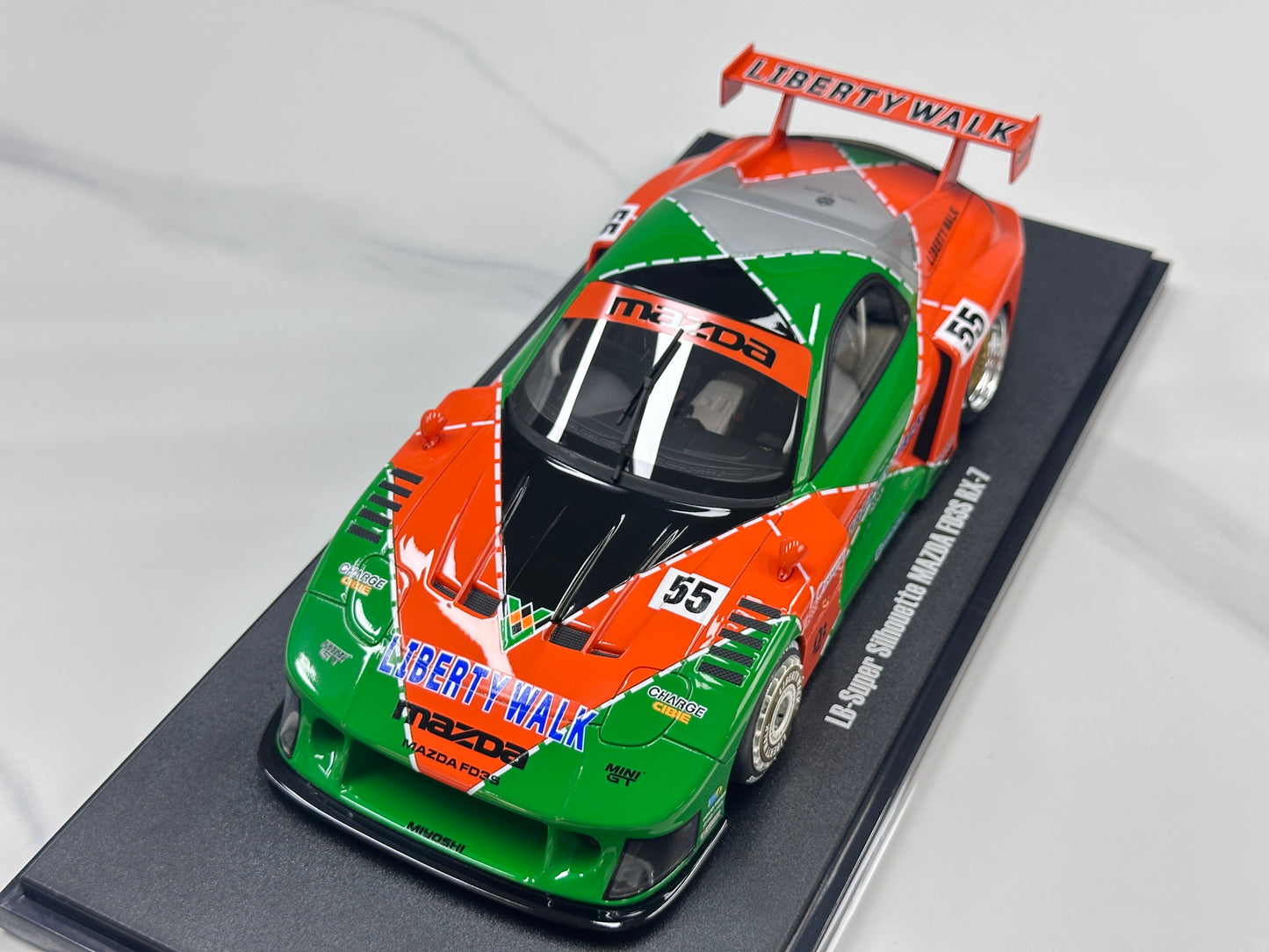 GT Spirit 1/18 Mazda LB-WORKS RX-7 LB Super Silhouette Green/Orange GT568