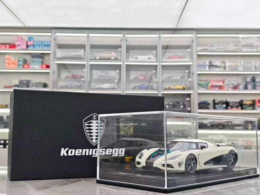FRONTIART 1/18 Koenigsegg Agera S White with Blue Stripes FA178