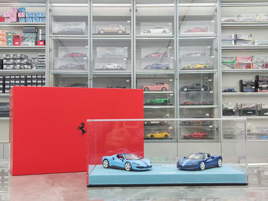 BBR 1/43 Ferrari 296 GTS Double Car Set Special Edition, Blue EMP112EX