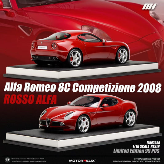 MOTORHELIX 1/18 Alfa Romeo 8C Competizione 2008 Alfa Red