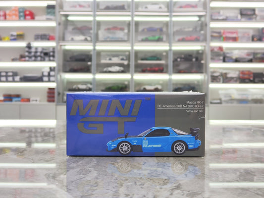 MINIGT 1/64 Mazda RX-7 RE-Amemiya 20B NA 3ROTOR-7 "Ama-san Go" Blue MGT01046