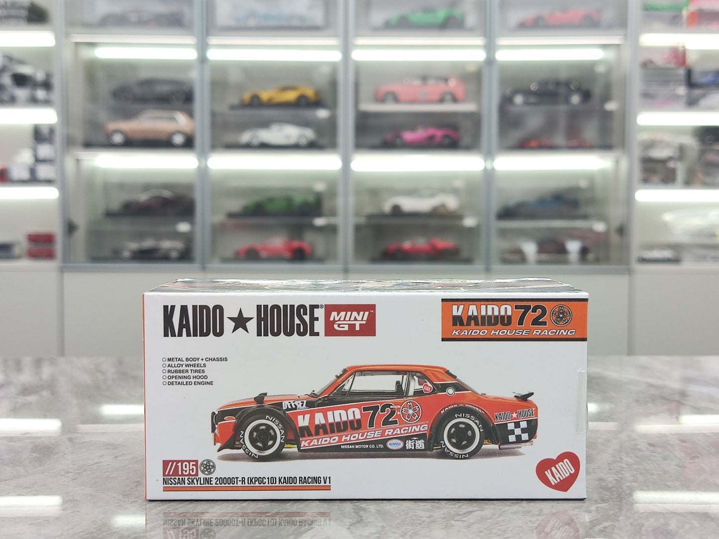 MINIGT 1/64 Nissan Skyline 2000GT-R (KPGC10) Kaido Racing V1 Orange Livery KHMG195
