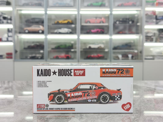 MINIGT 1/64 Nissan Skyline 2000GT-R (KPGC10) Kaido Racing V1 Orange Livery KHMG195