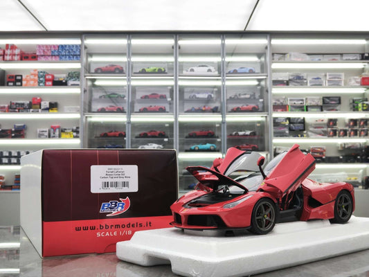 BBR 1/18 Ferrari LaFerrari (Rojo con Techo de Fibra de Carbono) Modelo de Fundición BBR182221-5